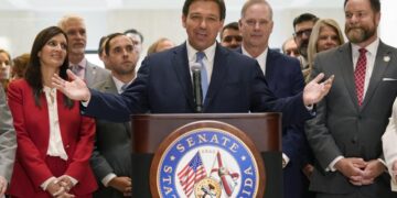 Florida’s Gov. Ron DeSantis becomes the latest Republican to sign a tougher voting bill