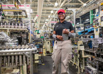 An employee of Toyota in West Virginia. Photo via Toyota