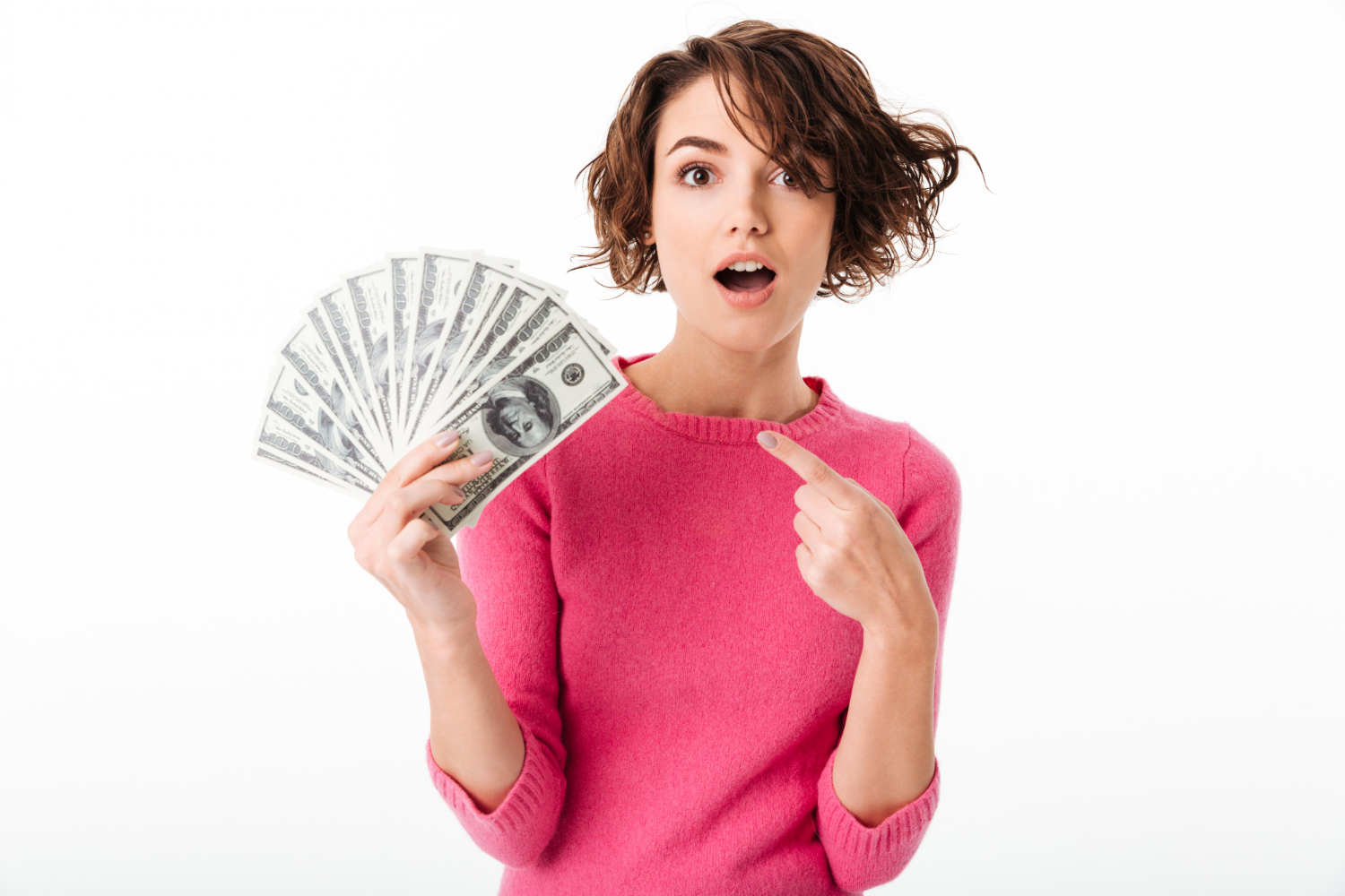 Girl with cash for malls shopping