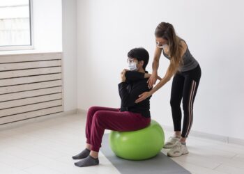 patient with physiotherapy exercises