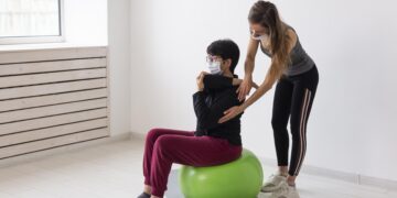 patient with physiotherapy exercises