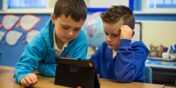 school ppa cover childeren learning from tablet