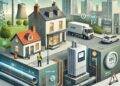 A-modern-urban-scene-in-Sheffield-highlighting-gas-engineering-innovations.-In-the-image-a-gas-engineer-is-installing-a-high-efficiency-condensing