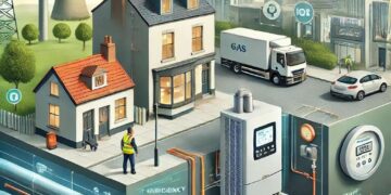 A-modern-urban-scene-in-Sheffield-highlighting-gas-engineering-innovations.-In-the-image-a-gas-engineer-is-installing-a-high-efficiency-condensing