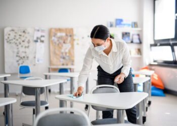 cleaning lady in school