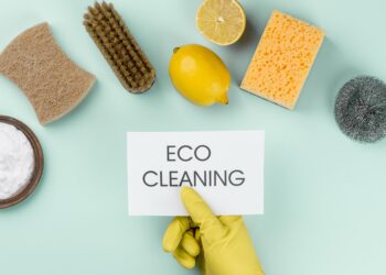 person wearing protection gloves top view