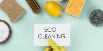 person wearing protection gloves top view